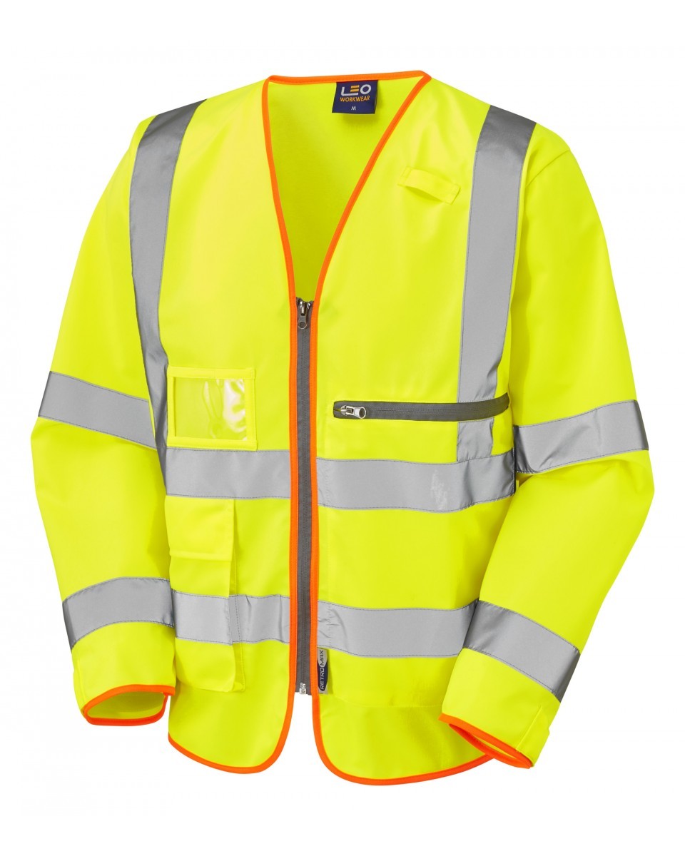 Leo Workwear Heddon ISO 20471 Cl 3 Superior Sleeved Waistcoat With Tablet Pocket