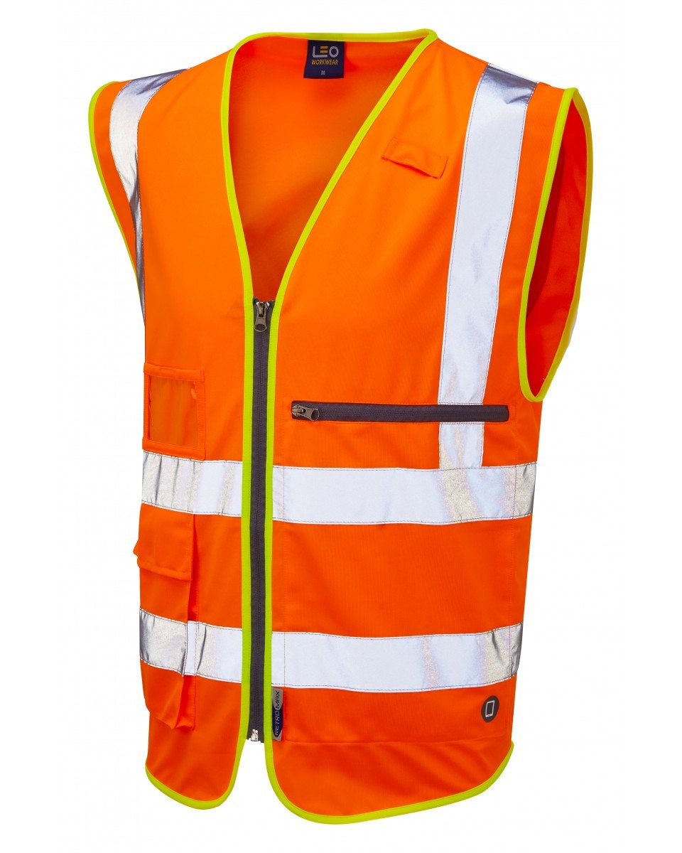 Leo Workwear Foreland ISO 20471 Cl 2 Superior Waistcoat With Tablet Pocket