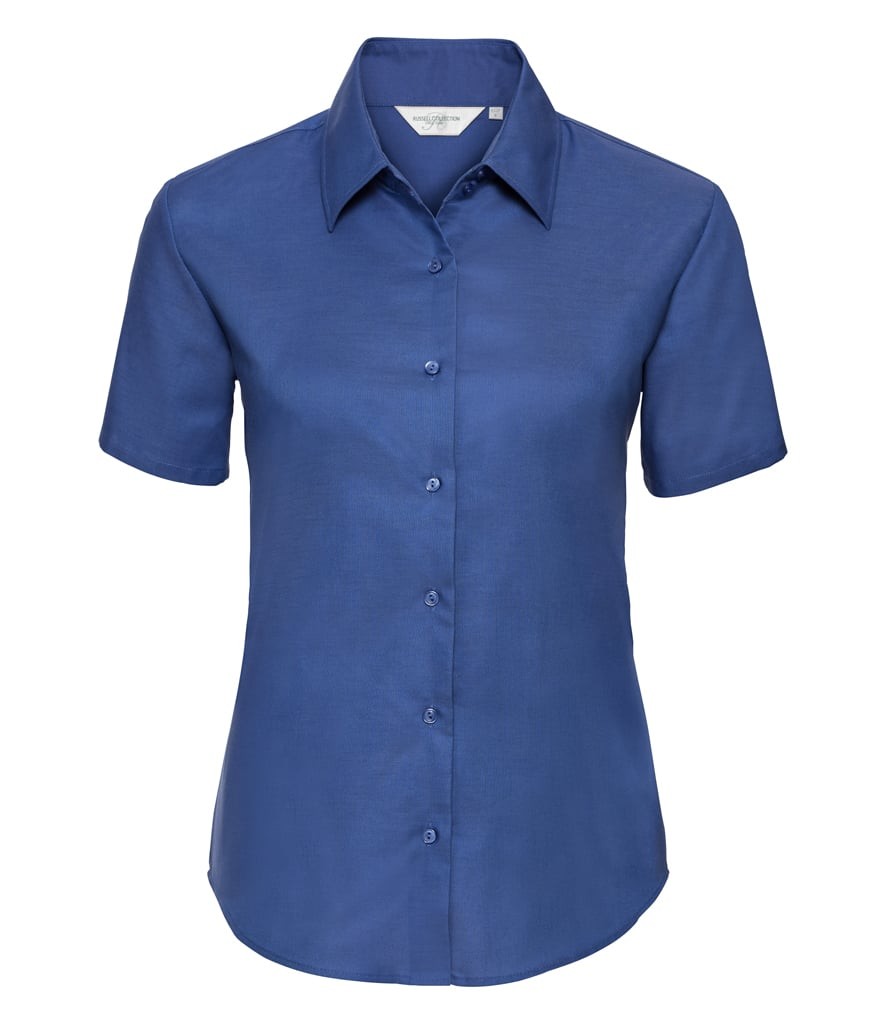 Russell Collection Ladies Short Sleeve Easy Care Oxford Shirt