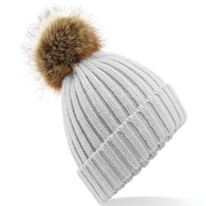 Beechfield Faux Fur Pop Pom Chunky Beanie