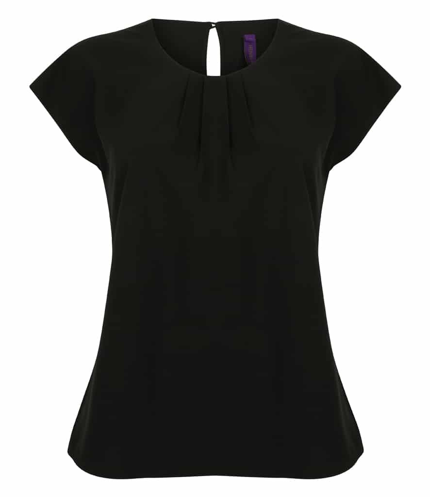 Henbury Ladies Pleat Front Short Sleeve Blouse