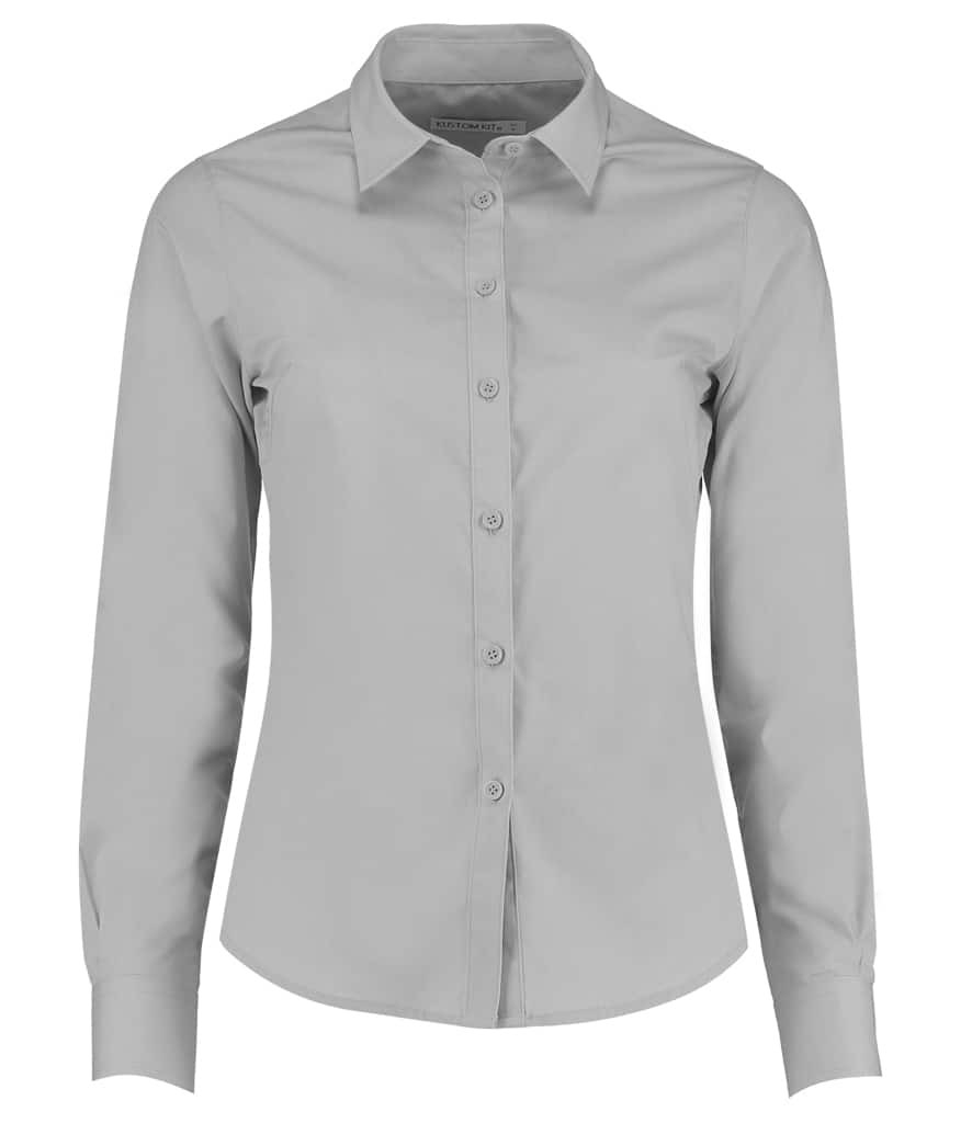 Kustom Kit Ladies Long Sleeve Tailored Poplin Shirt