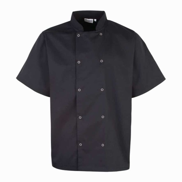 Premier Unisex Short Sleeve Stud Front Chef's Jacket