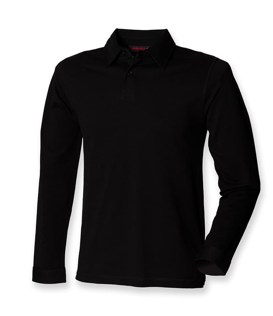 SF Men Long Sleeve Stretch Polo Shirt