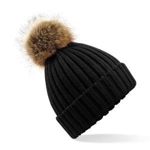 Beechfield Faux Fur Pop Pom Chunky Beanie